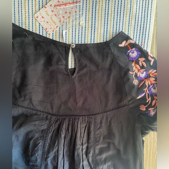 Free people black pavlo dress boho embroidered size S/P - Picture 13 of 16